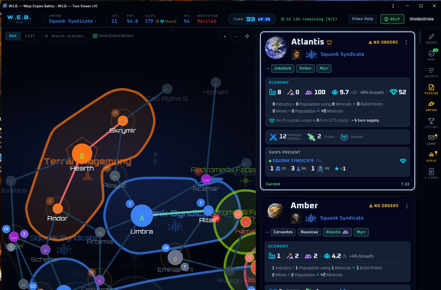 The same game installed as an app: one slim title bar and nothing else above the galaxy map.
