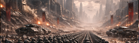 A conquered world in ruins after the final battle